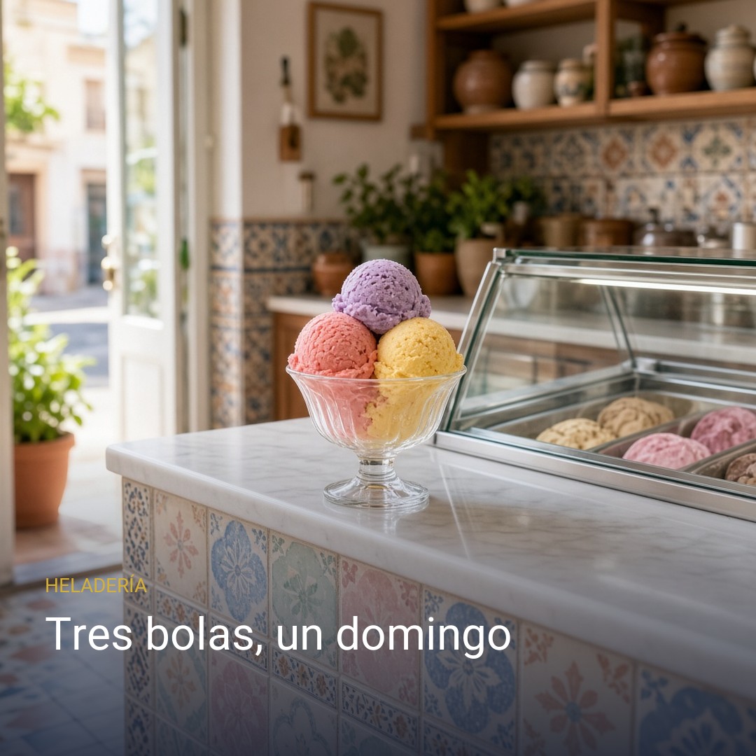Tres bolas, un domingo, Heladería