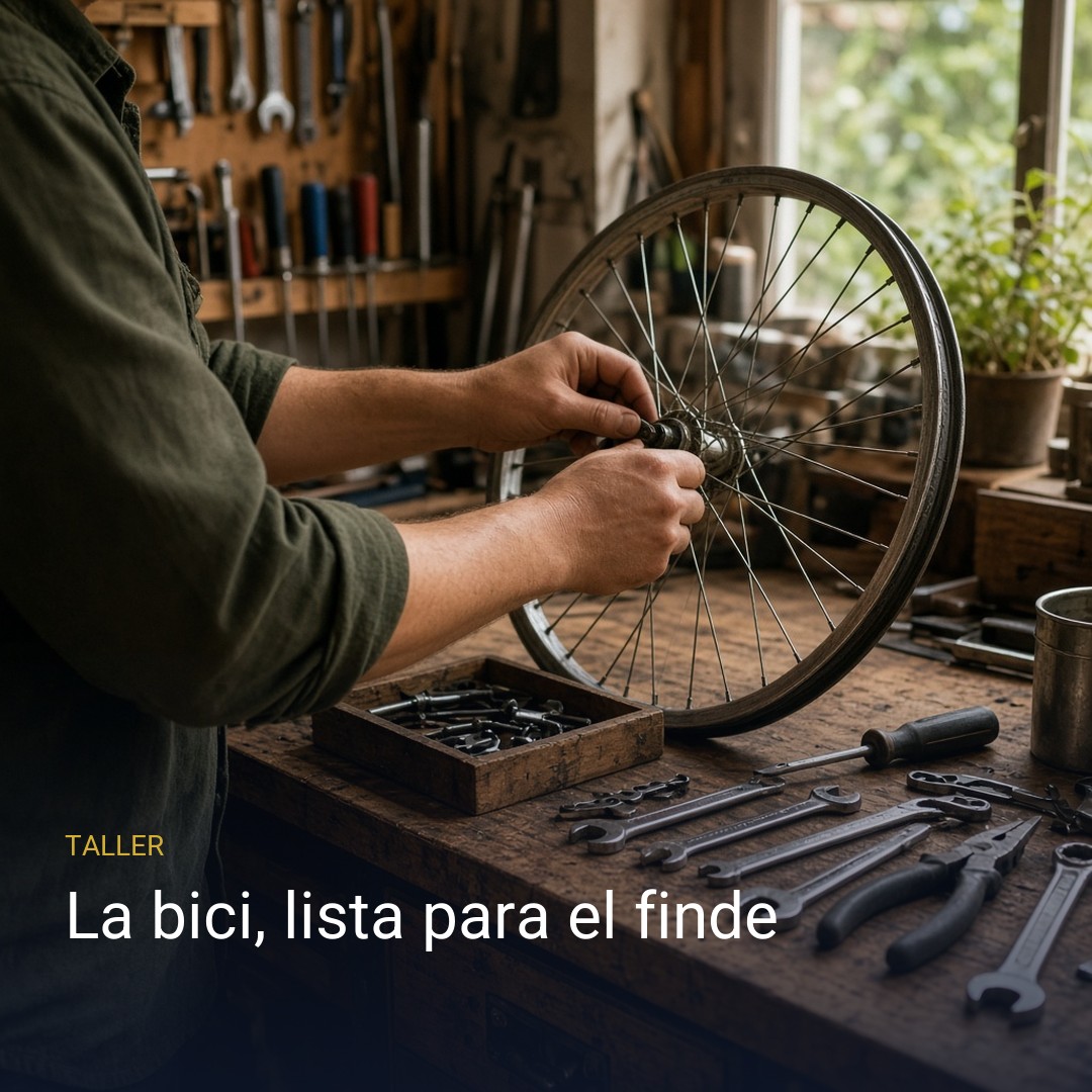 La bici, lista para el finde, ejemplo para taller